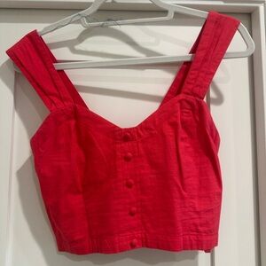 Chic Red Buttoned Crop Top